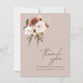 Rustic Dusty Pink Green Floral Wedding Vielen Dank Dankeskarte (Vorderseite)