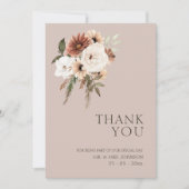 Rustic Dusty Pink Green Floral Wedding Vielen Dank Dankeskarte (Vorderseite)