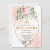 Rustic Dusty Pink Rose Gold Quinceañera Invite Einladung (Vorderseite)