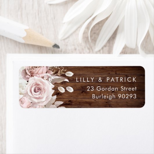Rustic Dusty Rose & Blush Wedding Return Address (Insitu)