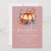 Rustic Dusty Rose Little Pumpkin Girl Babydusche Einladung (Vorderseite)