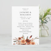 Rustic Earth & Champagne Florals Hochzeitsprogramm Einladung (Stehend Vorderseite)
