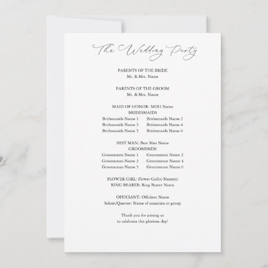 Rustic Earth & Champagne Florals Hochzeitsprogramm Einladung (Rückseite)