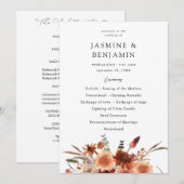 Rustic Earth & Champagne Florals Hochzeitsprogramm Einladung (Vorne/Hinten)