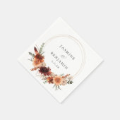 Rustic Earth & Champagne Florals Name Serviette (Ecke)