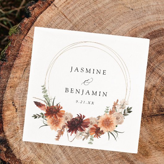 Rustic Earth & Champagne Florals Name Serviette