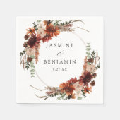 Rustic Earth & Champagne Florals Name v3 Serviette (Vorderseite)