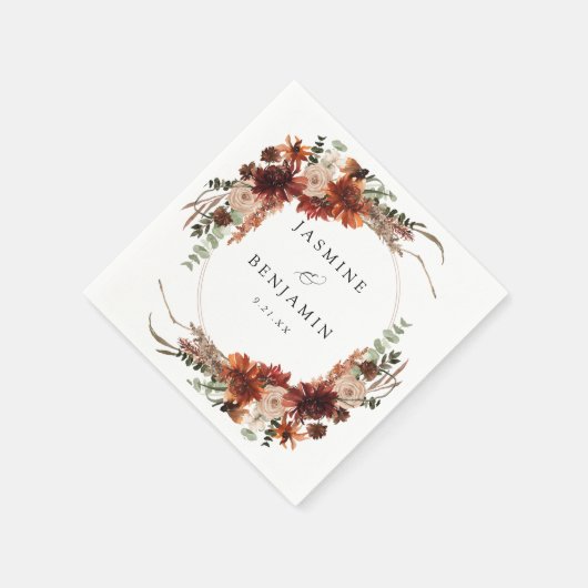 Rustic Earth & Champagne Florals Name v3 Serviette (Ecke)