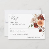 Rustic Earth & Champagne Florals on Meal UAWG RSVP Karte (Vorderseite)