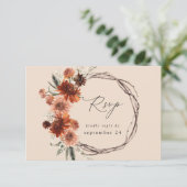 Rustic Earth & Champagne Florals w Meal - BEIG2 RSVP Karte (Stehend Vorderseite)