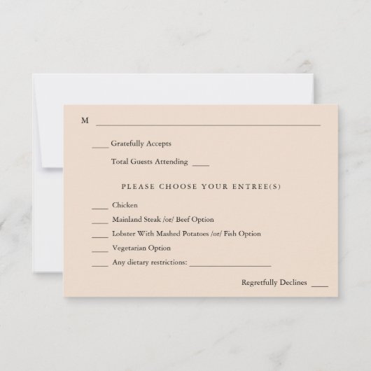 Rustic Earth & Champagne Florals w Meal-TC2 RSVP Karte (Rückseite)