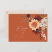 Rustic Earth & Champagne Florals w Meal UAWG -tco1 RSVP Karte (Vorne/Hinten)