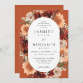 Rustic Earth & Champagne Florals Wedding dko Einladung (Vorne/Hinten)