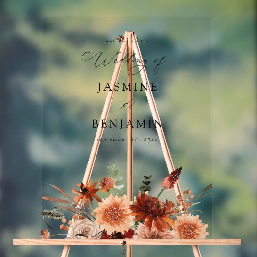 Rustic Earth & Champagne Florals Wedding Welcome Acrylschild (Neutral)