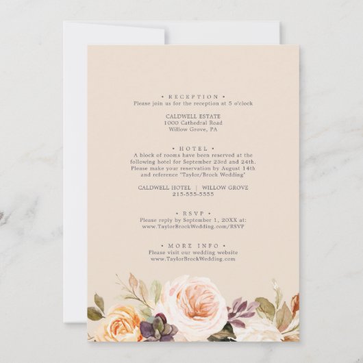 Rustic Earth Florals alle auf einer Hochzeit Einladung (Rückseite)