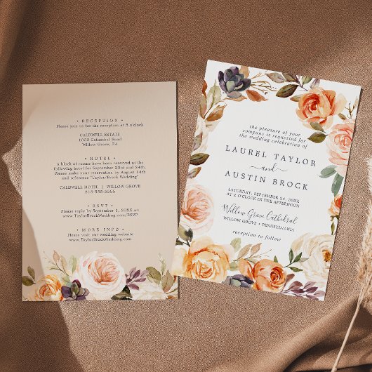 Rustic Earth Florals alle auf einer Hochzeit Einladung