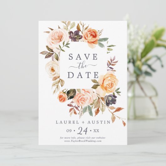 Rustic Earth Florals Ankündigung Datum freihalten (Stehend Vorderseite)
