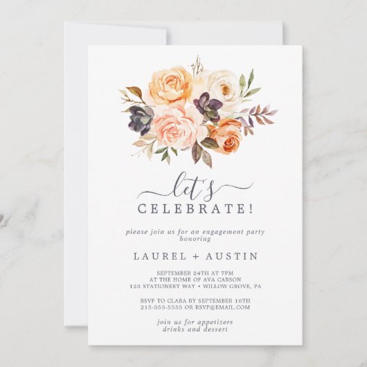 Rustic Earth Florals Feier Einladung (Vorderseite)