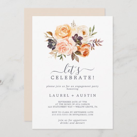 Rustic Earth Florals Feier Einladung (Vorne/Hinten)