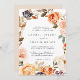 Rustic Earth Florals feierliche Hochzeit Einladung