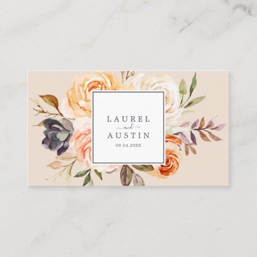 Rustic Earth Florals Flat Wedding Platzkarte (Rückseite)