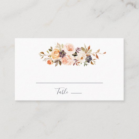 Rustic Earth Florals Flat Wedding Platzkarte (Vorderseite)
