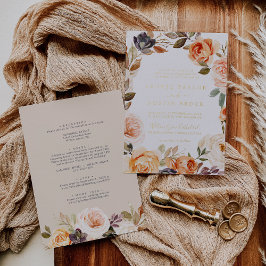 Rustic Earth Florals Gold Foil auf einer Hochzeit Folieneinladung