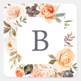 Rustic Earth Florals Hochzeiten von Umschlag Aufkl Quadratischer Aufkleber