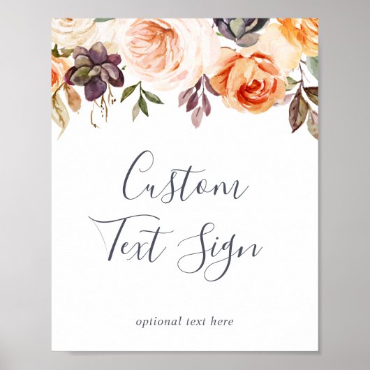 Rustic Earth Florals Individuelles Textschild Poster (Vorne)