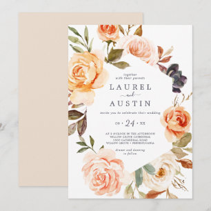 Rustic Earth Florals Lässige Hochzeit Einladung