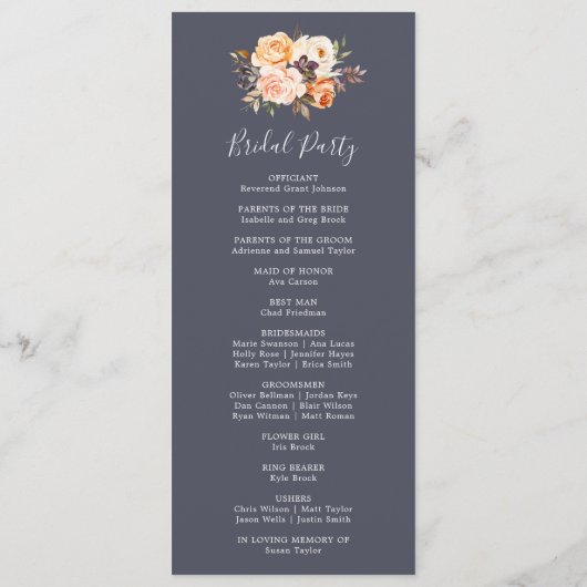 Rustic Earth Florals | Lila Hochzeitsprogramm Programm (Rückseite)