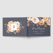Rustic Earth Florals Lila Monogramm Back Wedding Gästebuch (Voll)