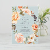 Rustic Earth Florals | Minze Lässige Hochzeit Einladung (Stehend Vorderseite)