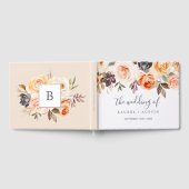 Rustic Earth Florals Monogram Back Wedding Gästebuch (Voll)