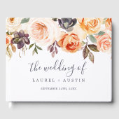 Rustic Earth Florals Monogram Back Wedding Gästebuch (Vorderseite)