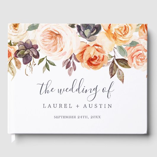 Rustic Earth Florals Monogram Back Wedding Gästebuch (Vorderseite)