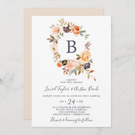 Rustic Earth Florals Monogram Wedding Einladung