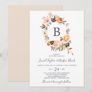 Rustic Earth Florals Monogram Wedding Einladung