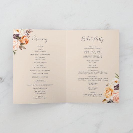 Rustic Earth Florals Programm (Innenseite)