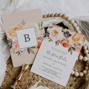 Rustic Earth Florals Spanish Nuestra Boda Einladung