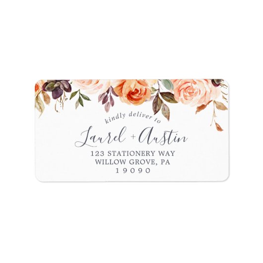 Rustic Earth Florals Wedding RSVP Address Labels Adressaufkleber (Vorne)