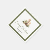 Rustic Earth Tone Christmas Candles Family Name  Serviette (Ecke)