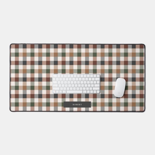 Rustic Earth Tone Plaid Pattern Schreibtischunterlage (Tastatur & Maus)