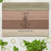 Rustic Earth Tones Wood Nautical - Monogram Geschirrtuch (Gefaltet)