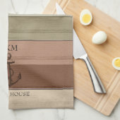 Rustic Earth Tones Wood Nautical - Monogram Geschirrtuch (Viertel Falte)