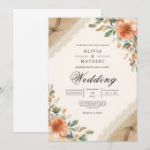 Rustic Earthy Bloom Blüh Wedding Einladung (Vorne/Hinten)