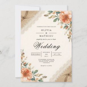 Rustic Earthy Bloom Blüh Wedding Einladung