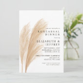 Rustic Earthy Boho Pampas Probe Dinner Einladung (Stehend Vorderseite)