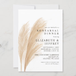 Rustic Earthy Boho Pampas Probe Dinner Einladung