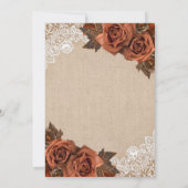Rustic Earthy Burlap Dusty Terracotta Rose Wedding Einladung (Rückseite)